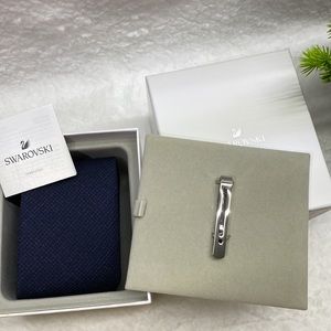 Swaroski Tie with Clip, Pattern Blue , Made in Italy